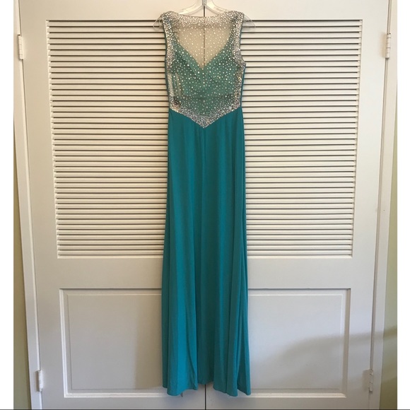 La Femme Teal Evening Gown - Picture 4 of 4